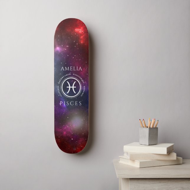 Starfield Pisces Fish Western Zodiac Skateboard (Wandkunst)