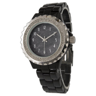 Starfields-Kristall von Black-Enamel-Frauen Armbanduhr