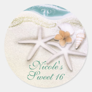 Starfish am Strand Aquamarines Gastgeschenk Runder Aufkleber