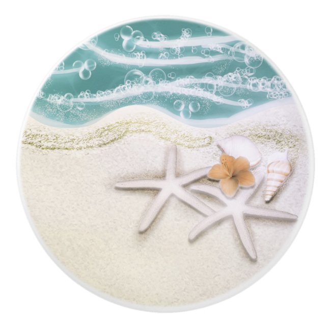Starfish am Strand Aquamarines Meer Wasser tropisc Keramikknauf (Vorderseite)