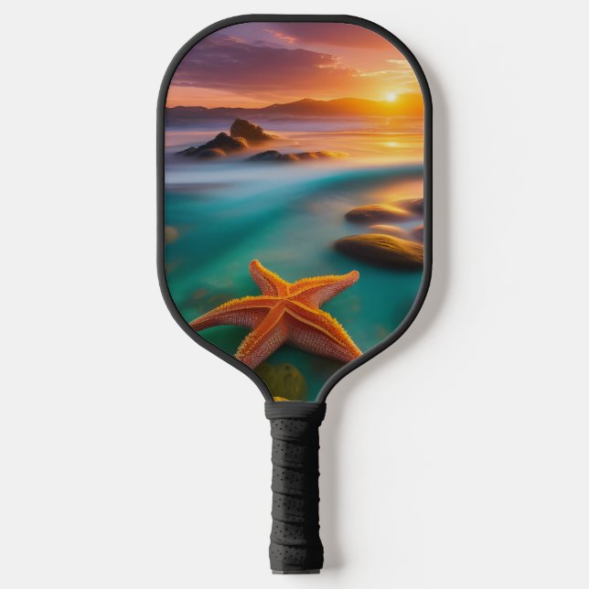 Starfish am Strand bei Sunrise Pickleball Schläger (Vorderseite)