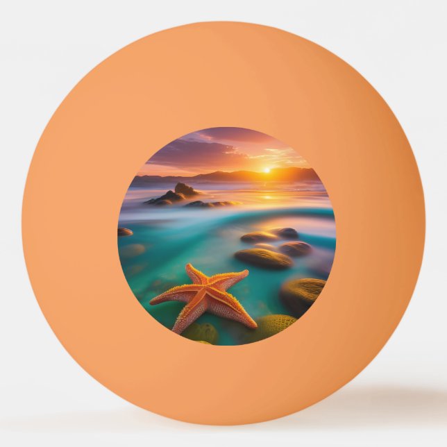 Starfish am Strand bei Sunrise Tischtennisball (Vorderseite)