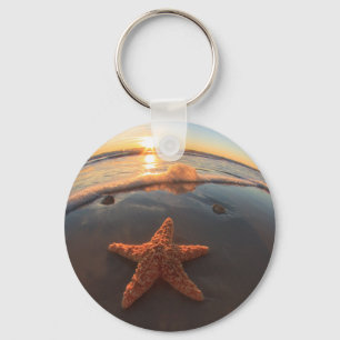 Starfish am Strand bei Sunset Schlüsselanhänger