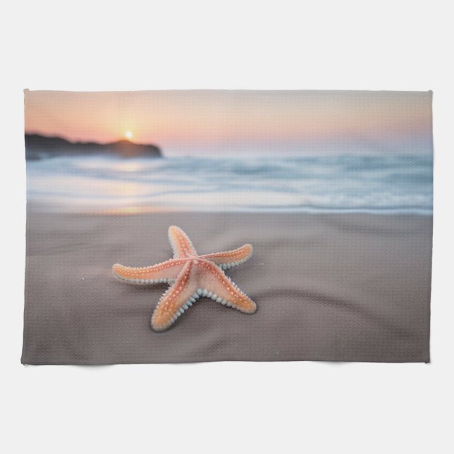 Starfish am Strand Geschirrtuch (Horizontal)