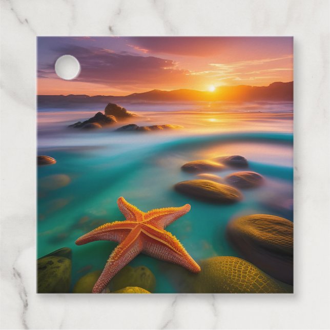 Starfish am Strand von Dawn Geschenkanhänger (Vorderseite)