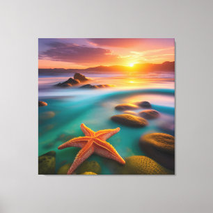 Starfish am Strand von Dawn Leinwanddruck