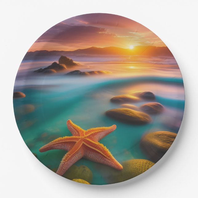 Starfish am Strand von Dawn Pappteller (Vorderseite)