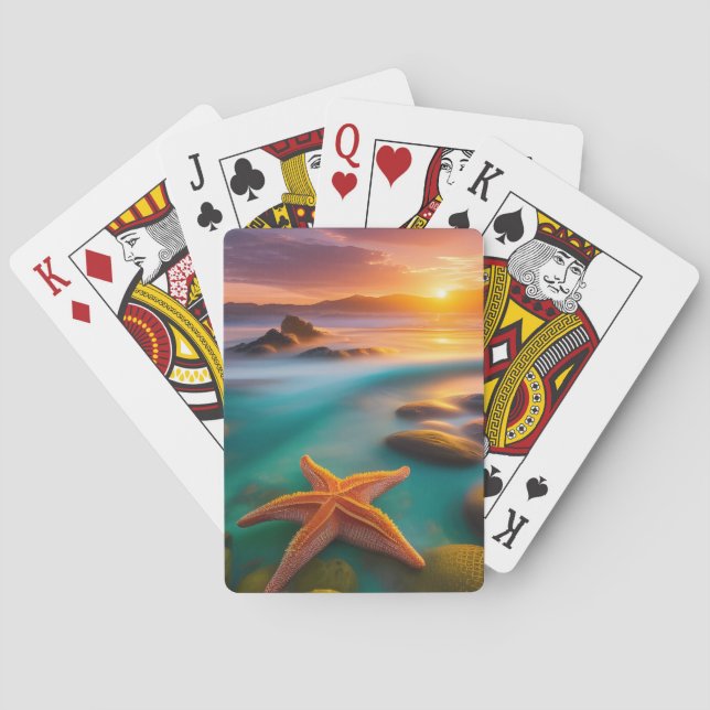 Starfish am Strand von Dawn Spielkarten (Rückseite)