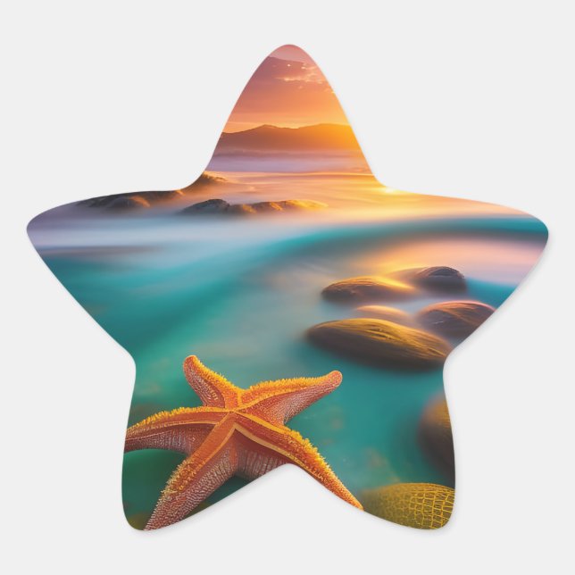 Starfish am Strand von Dawn Stern-Aufkleber (Vorderseite)