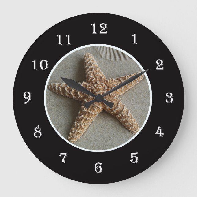 Starfish an der Strandmauer Große Wanduhr (Vorderseite)