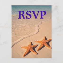 Starfish and Beach Theme Wedding RSVP Postcard Einladungspostkarte
