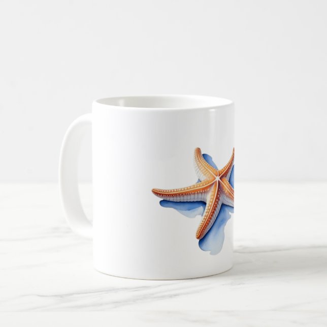 Starfish and Blue Silhouette Kaffeetasse (Vorderseite Links)