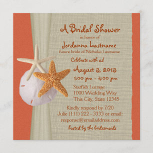 Starfish and Burlap Look Brautparty Einladung