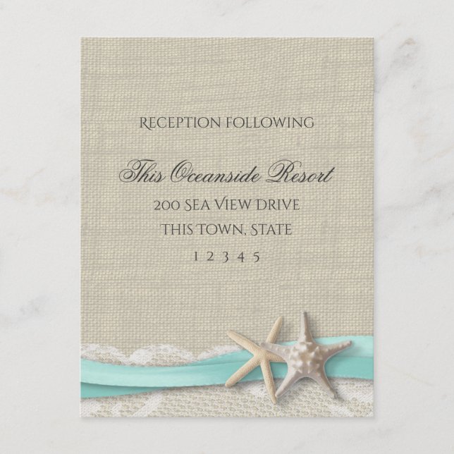 Starfish and Lace Rustic Beach Response Card Begleitkarte (Vorderseite)