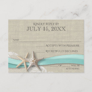 Starfish and Lace Rustic Response Card RSVP Karte
