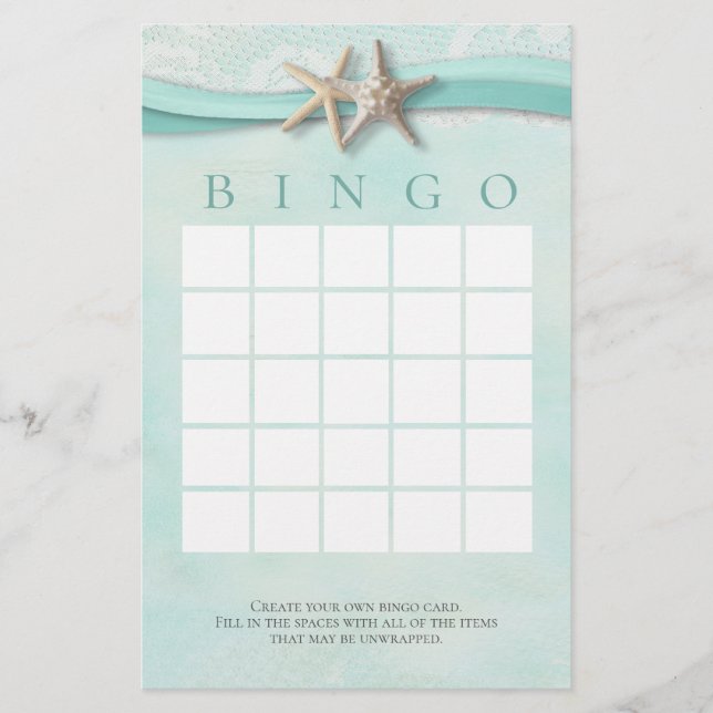 Starfish and Lace Shower Bingo (Vorderseite)
