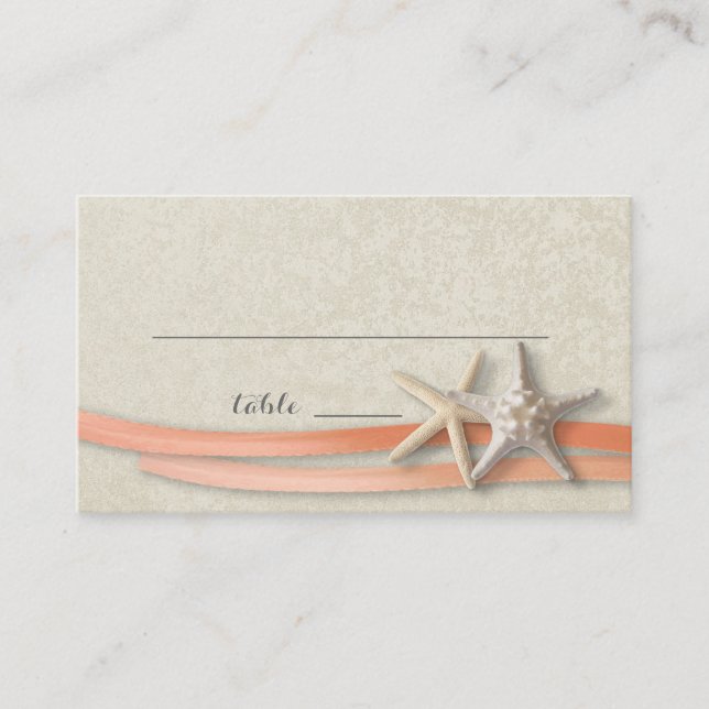 Starfish and Ribbon Place carte Corail (Devant)