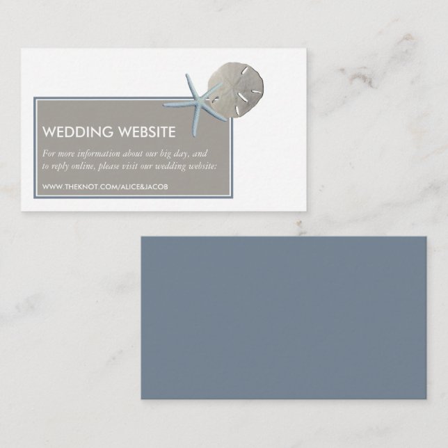 Starfish and Sand Dollar - Website für Hochzeiten  Begleitkarte (Vorne/Hinten)