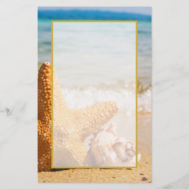 Starfish and Seashells am Strand Briefpapier (Vorderseite)