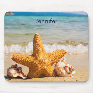 Starfish and Seashells am Strand Personalisiert Mousepad