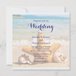 Starfish and Seashells on Beach Wedite Einladung