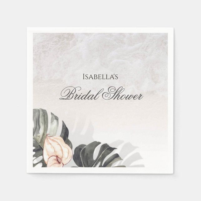 Starfish and Shells Tropical Beach Bridal Shower Serviette (Vorderseite)