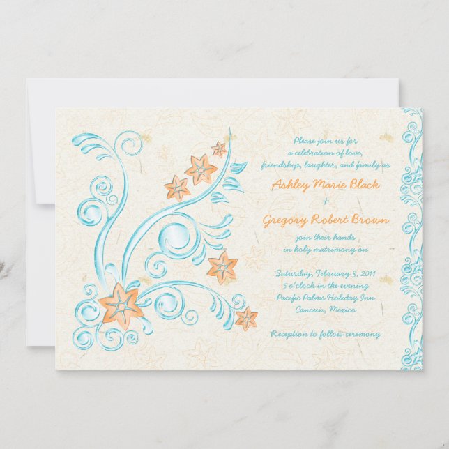 Starfish and Water Destination Wedding Invitation (Devant)