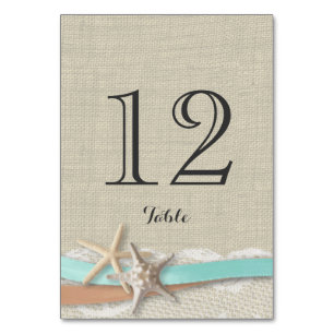 Starfish Aqua and Peach Ribbon Tischnummer Card