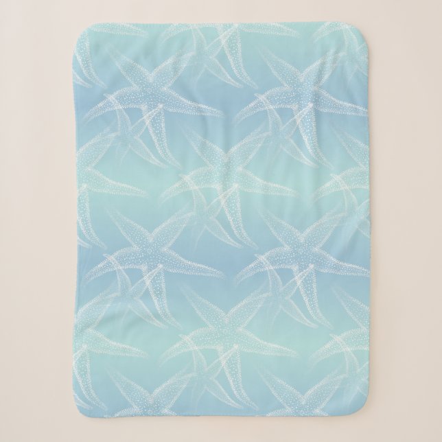Starfish-Aqua-blaue Strand Sherpa Decke Sherpadecke (Vorderseite)