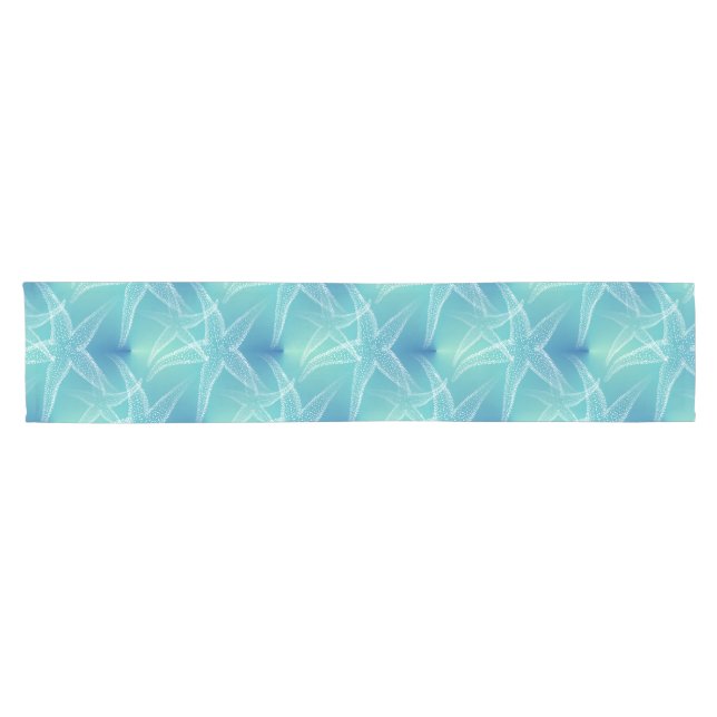 Starfish-Aqua-blauer Seestrand-Tabellen-Läufer Kurzer Tischläufer (Horizontal)