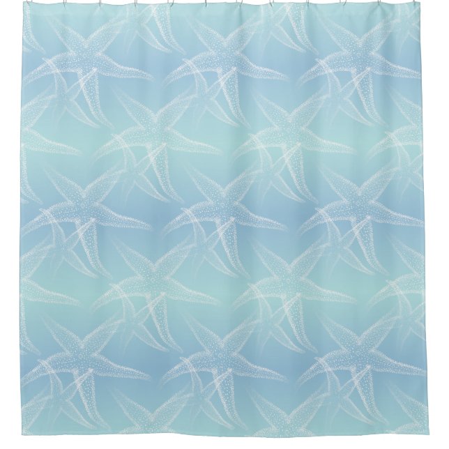 Starfish-Aqua-blauer Strand-Duschvorhang Duschvorhang (Vorderseite)
