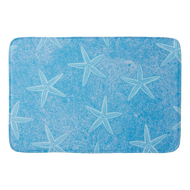 Starfish Aqua Blue Badematte (Vorderseite)
