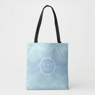 Starfish Aqua Blue Monogram Sac fourre-tout de pla