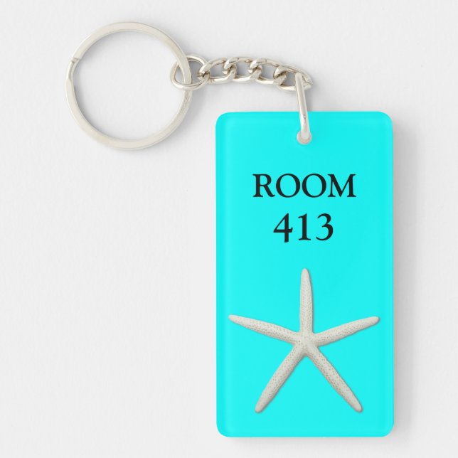 Starfish Aqua Marine Room Number Schlüsselanhänger (Vorderseite)