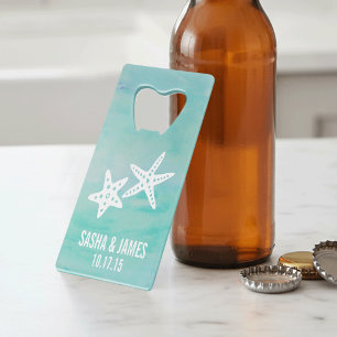 Starfish Aqua Personalisierte Gastgeschenk Hochzei Kreditkartenflaschenöffner
