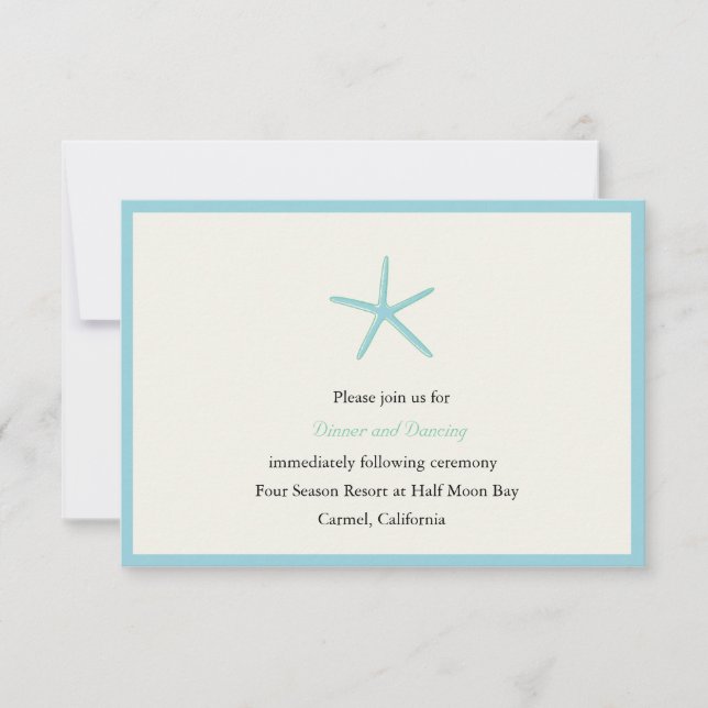 Starfish - Aquamarine-Empfang-Karten Einladung (Vorderseite)