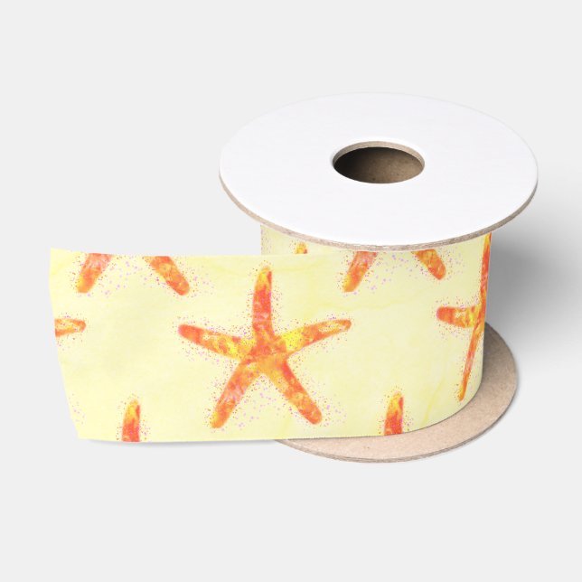 Starfish Aquarellmuster Satinband (Spule)