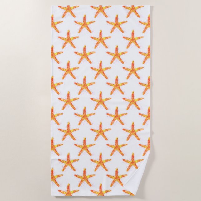 Starfish Aquarellmuster Strandtuch (Vorderseite)