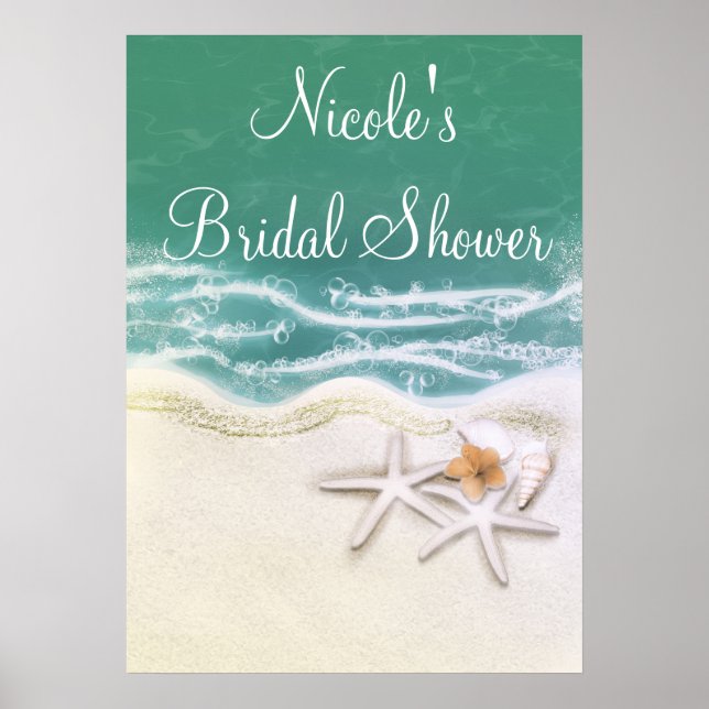Starfish auf dem Beach Aquamarin Sea Party Banner  Poster (Vorne)