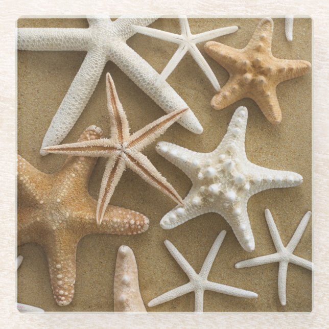 Starfish auf dem Sand Glasuntersetzer (Vorderseite)