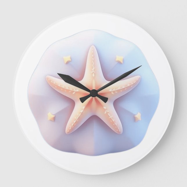 Starfish auf einem einzigartig geformten Stein Große Wanduhr (Vorderseite)