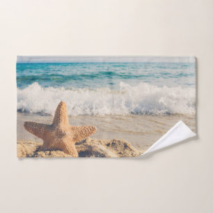 Starfish auf einem Sandy Beach Foto Badhandtuch Set