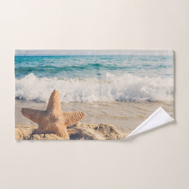 Starfish auf einem Sandy Beach Foto Badhandtuch Set (Handtuch)
