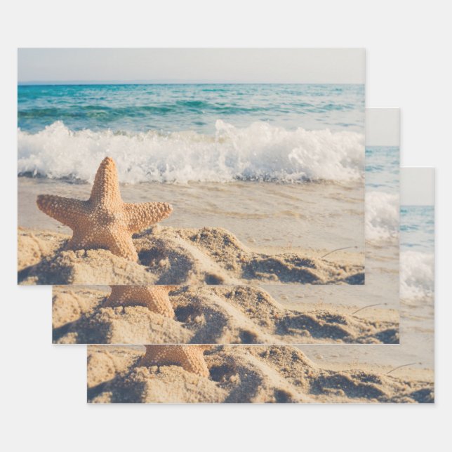 Starfish auf einem Sandy Beach Foto Geschenkpapier Set (Set)