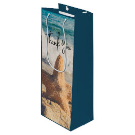 Starfish auf einem Sandy Beach Foto Geschenktüte Für Weinflaschen