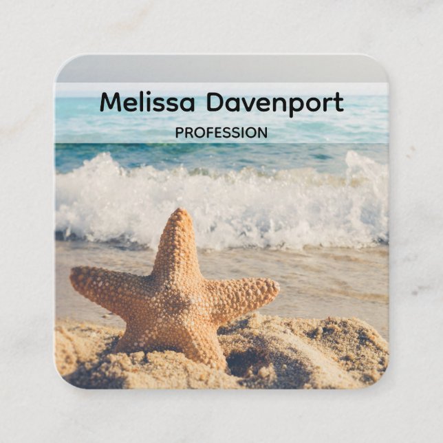 Starfish auf einem Sandy Beach Foto Quadratische Visitenkarte (Vorderseite)