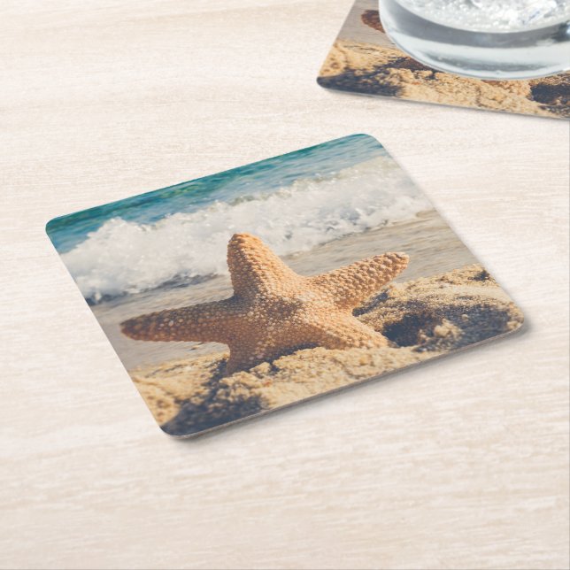 Starfish auf einem Sandy Beach Foto Rechteckiger Pappuntersetzer (angewinkelt)