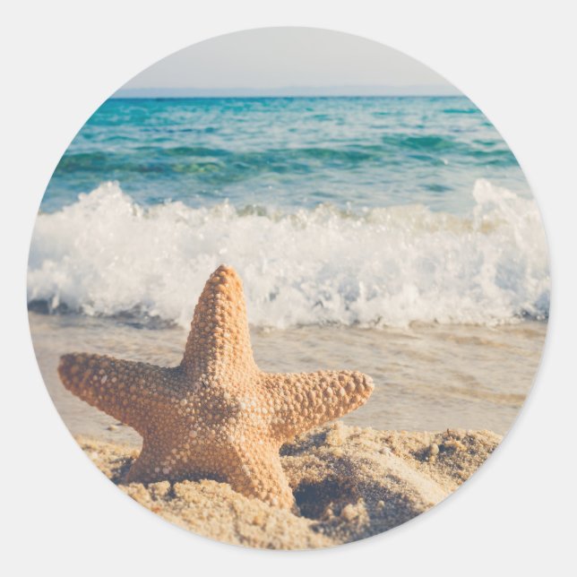 Starfish auf einem Sandy Beach Foto Runder Aufkleber (Vorderseite)