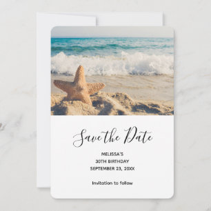 Starfish auf einem Sandy Beach Foto Save The Date