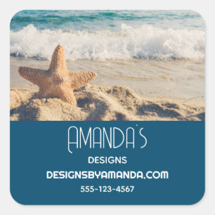 Starfish auf einem Sandy Beach Fotogeschäft Quadratischer Aufkleber